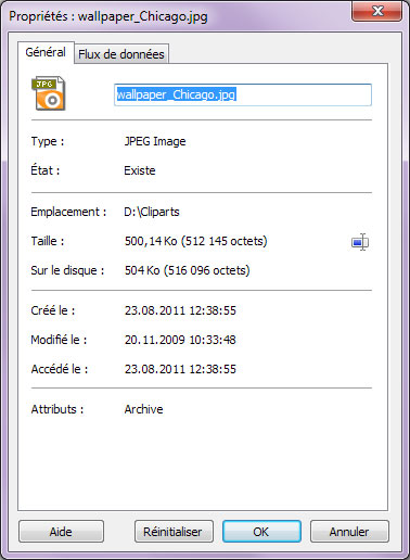 Utiliser Magic NTFS Recovery: Propriétés du fichier