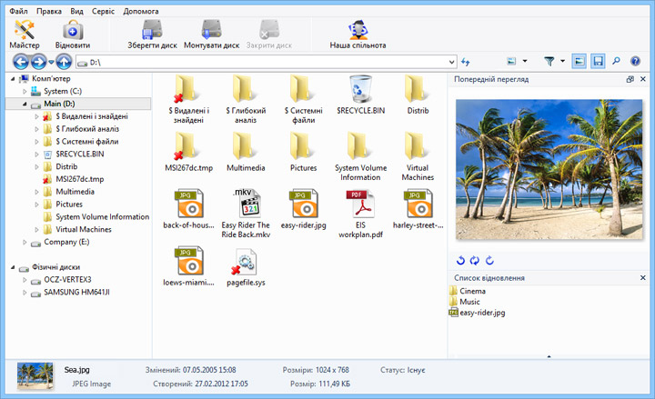 Magic NTFS Recovery відновлює будь-які типи файлів