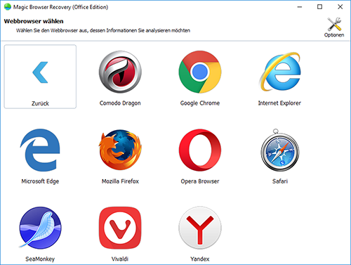 Zusätzlich zu den derzeit installierten Browsern können auch Browser angezeigt werden, die von deinstalliert wurden