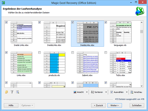 Wählen Sie die zu wiederherstellenden Dateien
