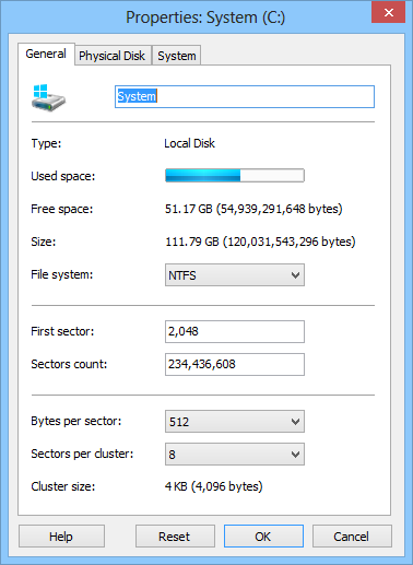 Using Magic Excel Recovery: Logical disk properties