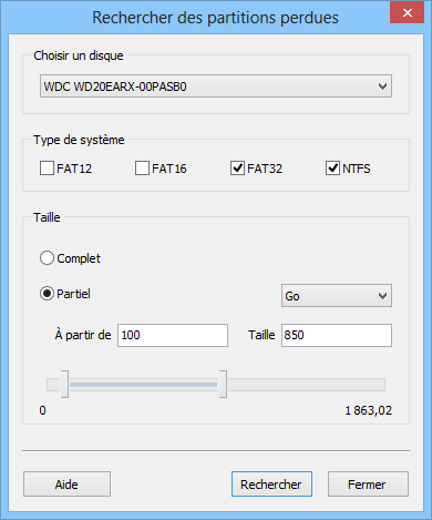 Rechercher des partitions perdues