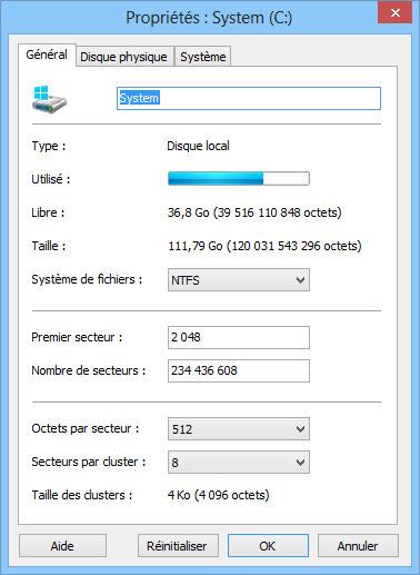 Utiliser Magic Excel Recovery: Propriétés du disque logique