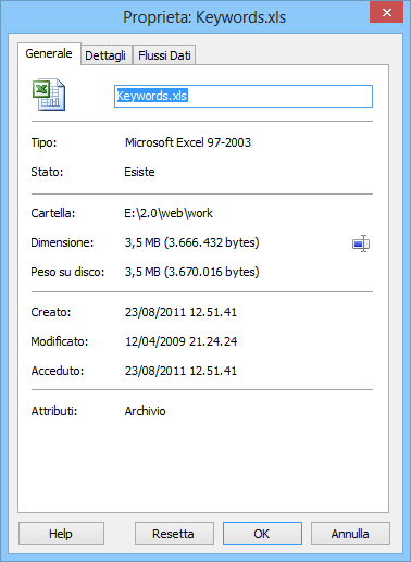 Uso Magic Excel Recovery: Proprietà del file