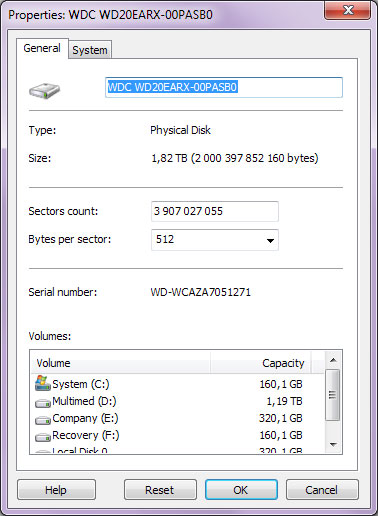 Using Magic FAT Recovery: Physical Disk Properties