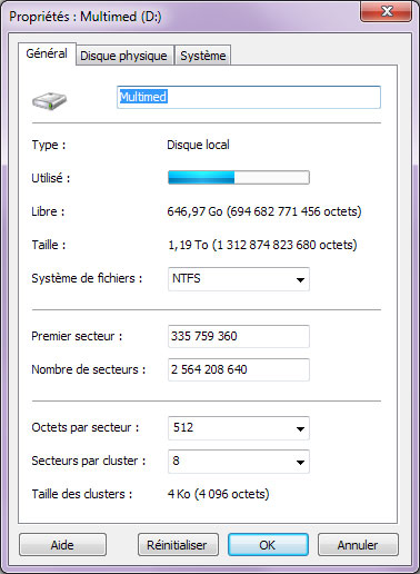 Utiliser Magic FAT Recovery: Propriétés du disque logique