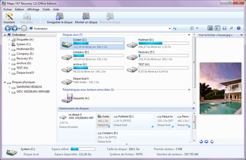 Magic FAT Recovery vous permet de consulter le contenu des disques comme vous le feriez dans l'explorateur de Windows