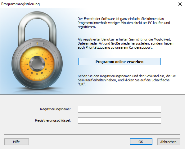 Sie können das Programm innerhalb weniger Minuten kaufen und registrieren