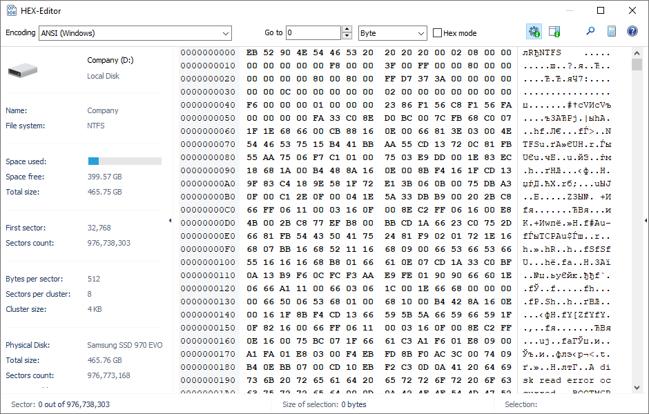 Magic Linux Recovery includes a HEX-editor to view file contents as well as data stored on logical partitions or physical drives