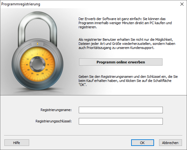 Sie können das Programm innerhalb weniger Minuten kaufen und registrieren