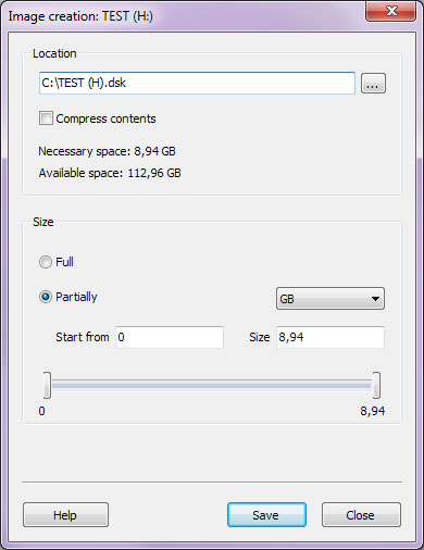 Create an image of a logical partition or a whole physical drive