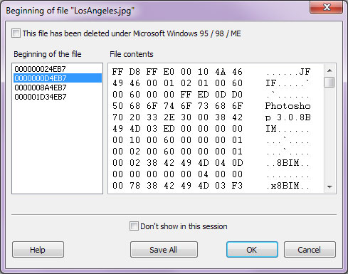 Choice the File Beginning: Choosing values in the left side, you can look through file contents in the right