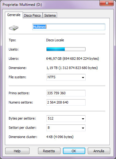 Uso Magic NTFS Recovery: Proprietà del disco logico