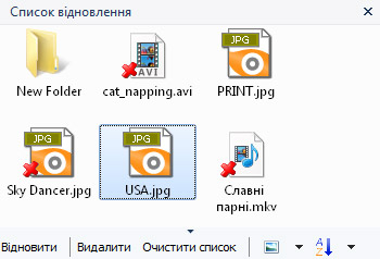 Використання програми Magic NTFS Recovery: Cписок відновлення