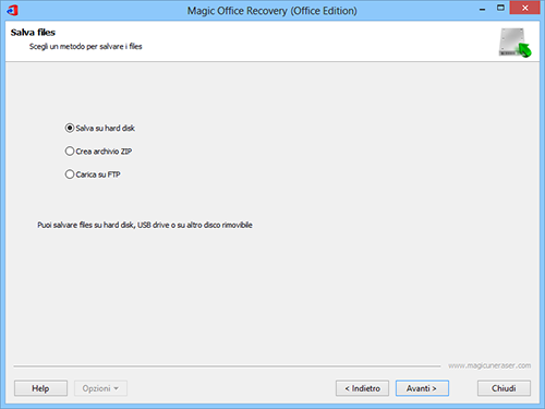Un comodo wizard passo dopo passo permette di salvare facilmente i documenti d'ufficio recuperati