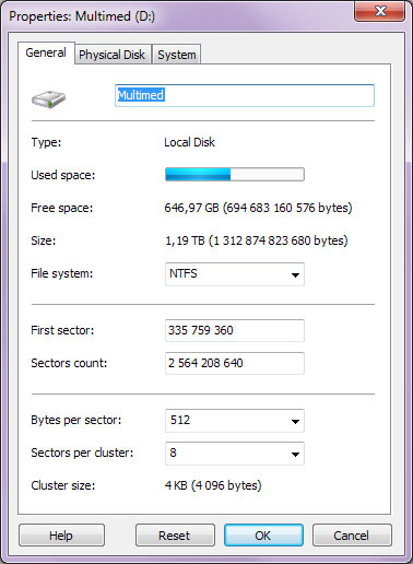 Logical disk properties