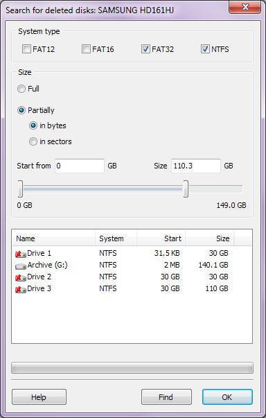 Select the HDD where you want to find a deleted partition
