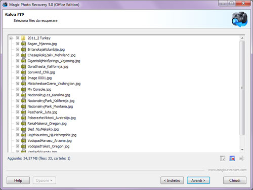 Seleziona i foto da recuperare e clicca su Avanti per continuare
