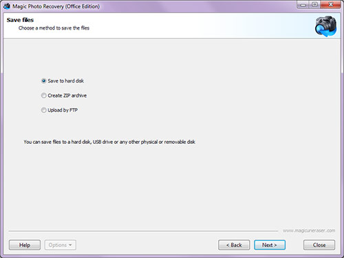 Пошаговый мастер позволяет с легкостью сохранить восстановленные изображения