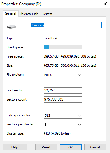 Logical disk properties