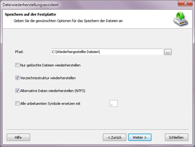 Wählen Sie den Ordner, in dem Sie die wiederhergestellten Dateien speichern möchten
