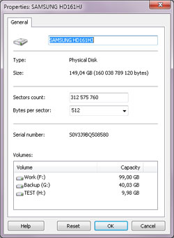 Using Magic Uneraser: Physical Disk Properties