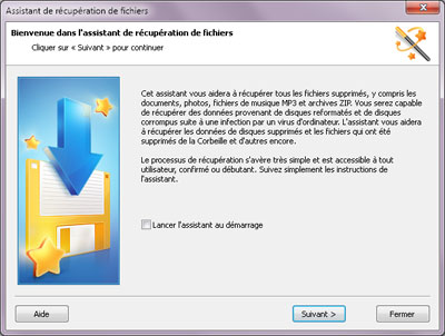 L'assistant pas à pas est un outil pratique qui vous aidera à analyser, rechercher et enregistrer des fichiers supprimés