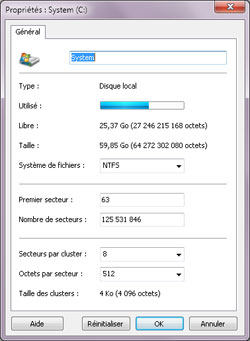 Utiliser Magic Uneraser: Propriétés du disque logique