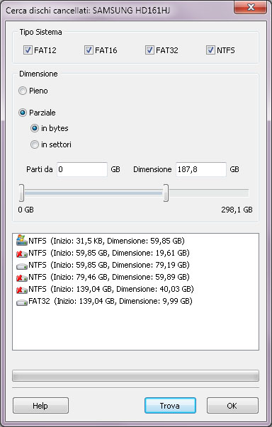 Il programma permette di recuperare file e partizioni cancellati su dischi