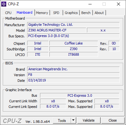 Mainboard info in CPU-Z