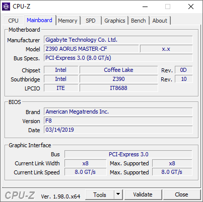 Інформація про материнську плату в CPU-Z