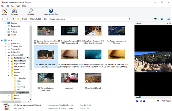 Recover deleted files with Magic Uneraser