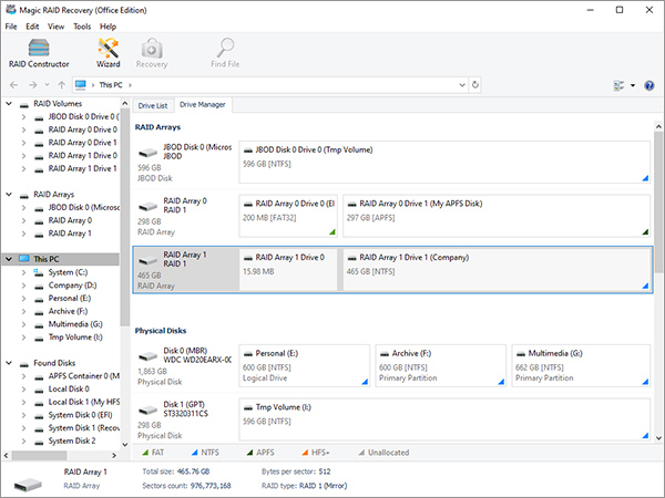 Magic RAID Recovery scanning NAS drives after power failure