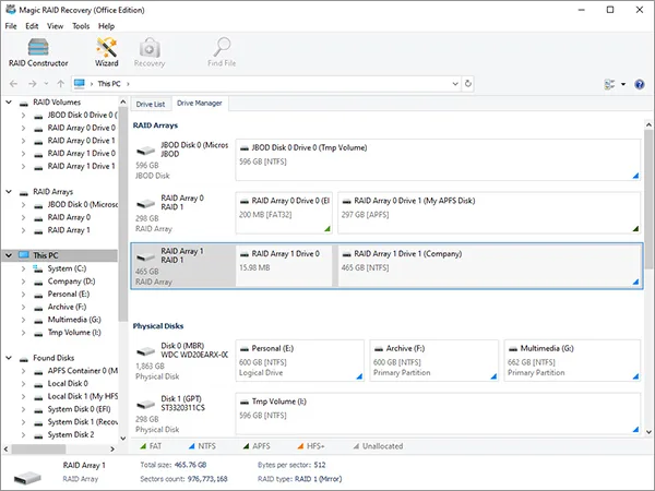 Magic RAID Recovery scanning NAS drives after power failure
