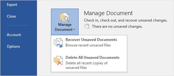 Recover unsaved documents