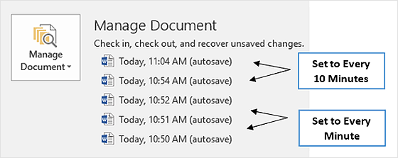 Изменение настроек автоматического сохранения файлов