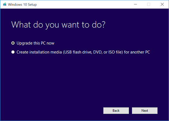 Strumento di creazione multimediale Windows 10