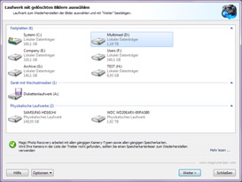 Magic Photo Recovery arbeitet mit allen Fotoapparaten und mit allen Speicherkarten
