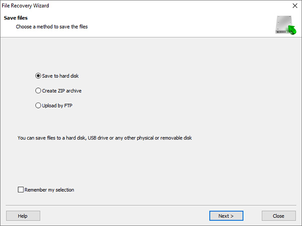 Choose the files and let the tool restore them, and locate them on a separate disk