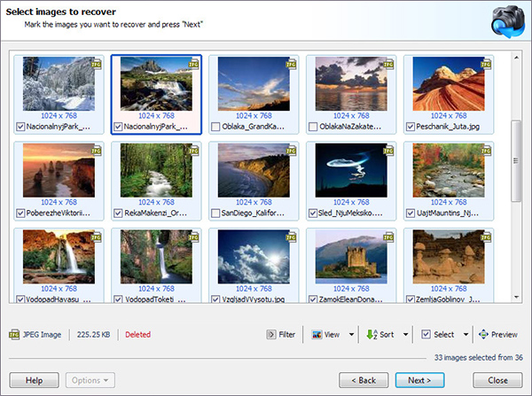 Using Magic Photo Recovery: Browse the found photos