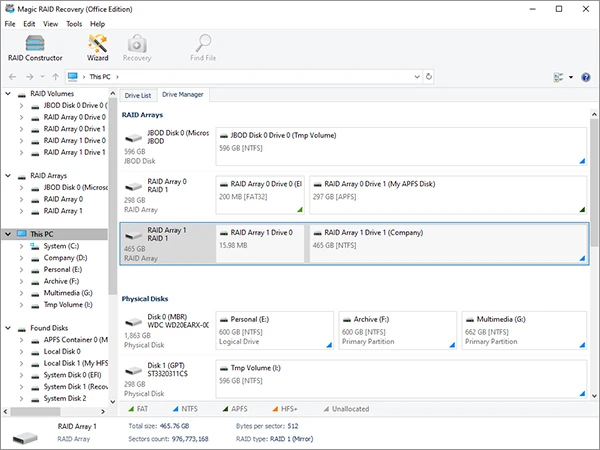 Magic RAID Recovery scanning NAS drives after power failure