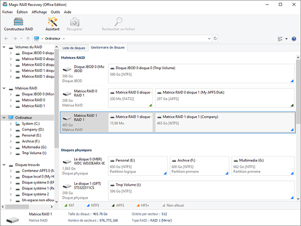 Ouvrez le logiciel de réparation RAID et sélectionnez le RAID que vous souhaitez analyser