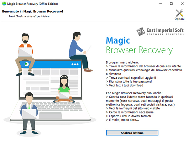 Apri il software di ripristino browser e analizza il tuo sistema