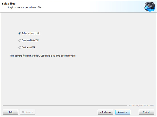 Salva i file recuperati su un disco rigido, un'unità USB o qualsiasi altro supporto